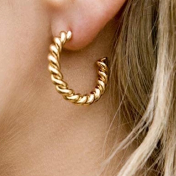 Twisted Rope Earrings 14k/Sterling Earrings - Picture 2 of 3